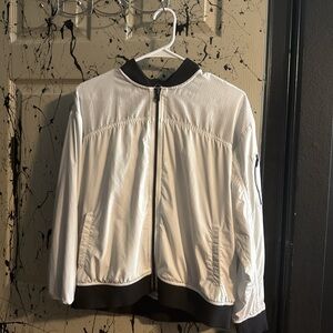 White and Black Zip-Up Jacket